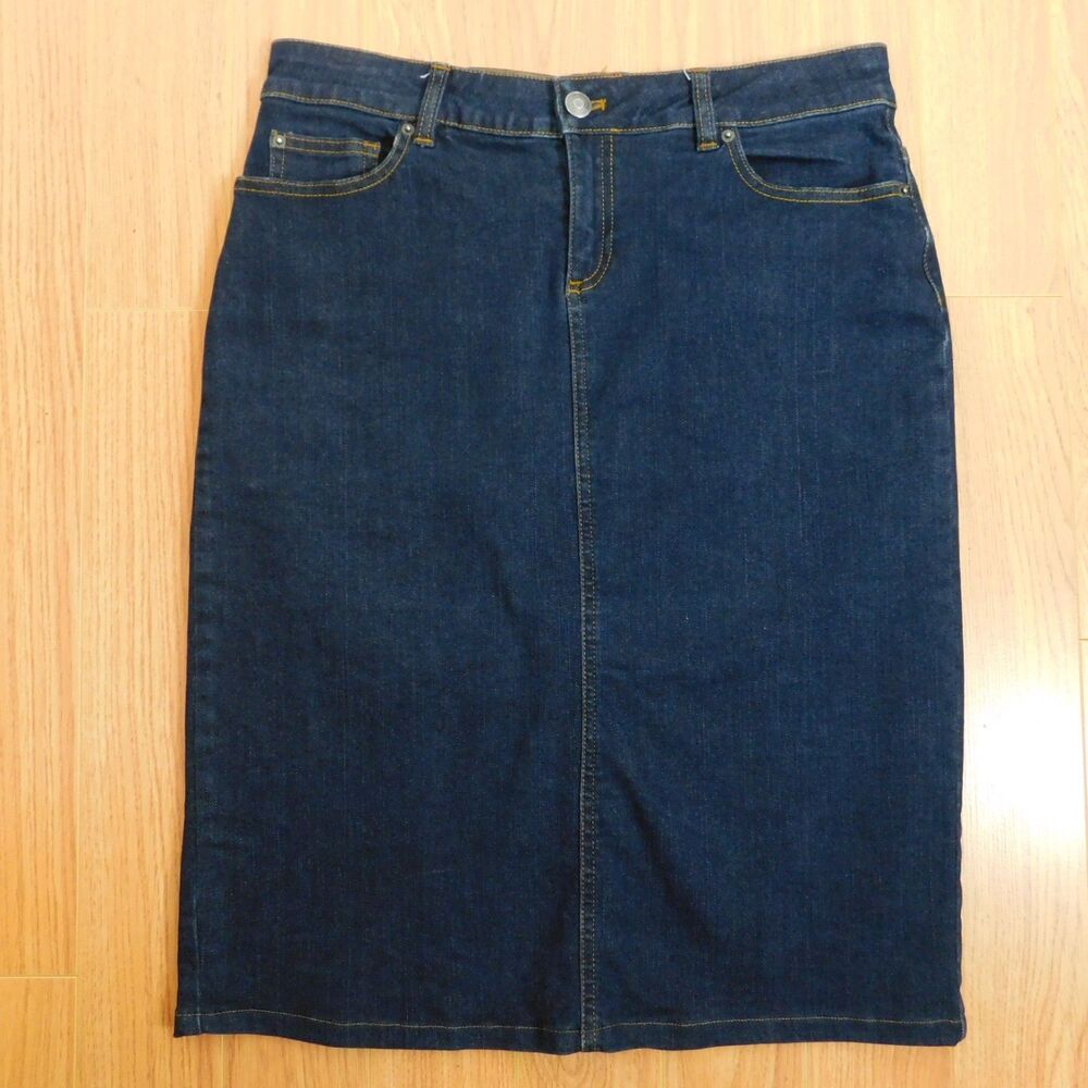G.H. Bass & Co Denim Skirt Womens 4 Stretch Classic 5-Pocket Jean Pencil Casual